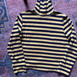 Rafaella Navy and Mustard Striped Turtleneck, size large